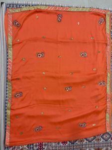 Orange Embroidered Saree