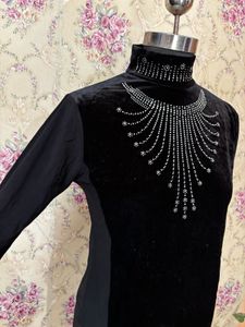 Sparkling Black Turtleneck Top