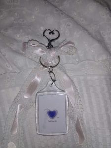 Custom Photo Keychain with Lace Bow