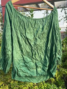 Boho Green Off-Shoulder Top