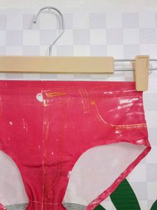 (1300)Red Denim Look Panties