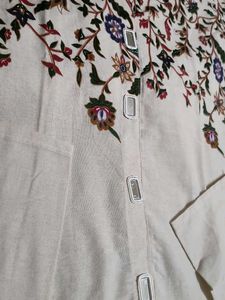 Elegant Ivory Kurta &amp; Palazzo Set- Vibrant Floral