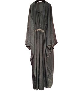 Elegant Dubai Kaftan Gray Abaya, Burqua