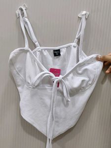 Cute White Tie-Front Tank Top