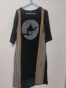 Black Kurta with Desert Print