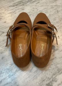 Brown Suede Mary Jane Flats