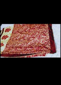 Elegant Red &amp; Gol satin silk saree