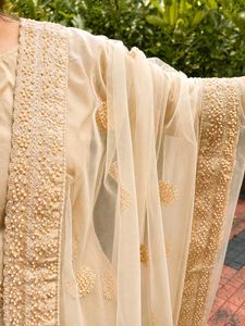 Champagne Pearl Embroidered Designer Lehenga Set