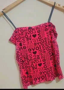 Pink 💕 Printed Crop Top For Girl Or Woman 32 Bust