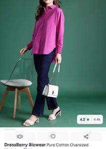 Dark Pink Oversized Cotton Shirt