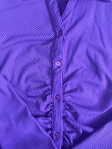 Purple Ruched Long Sleeve Shirt