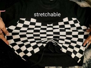 Black White Square Design Full Sleeve Top