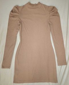 Puff Sleeve Mock Neck Dress