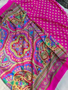 Vibrant Ethnic Saree with Mirror Work