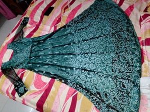 Elegant Teal Embroidered Gown