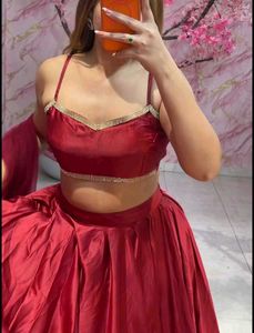 Elegant Maroon Lehenga unstitched blouse