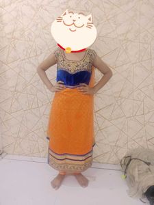 Beautiful Orange & Blue Kurta Set
