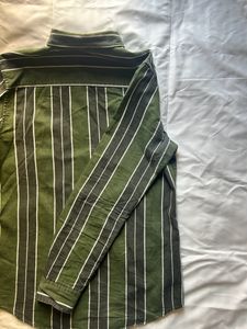 Green Striped Slim Fit Shirt - Size M