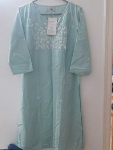 Sea Green Kurta with chikankari Embroid
