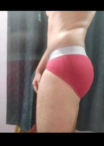 Men's Red Briefs with White Waistband