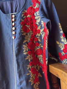 Embroidered Kurta with Button Detail