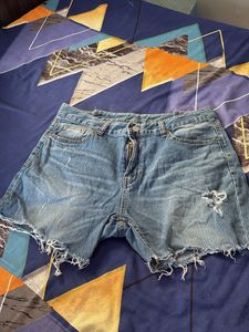 Distressed Denim Jean Shorts