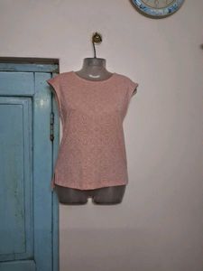 Chic Textured Pink Cap Sleeve Top