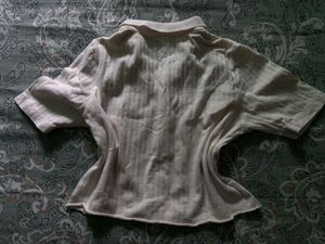 Light Beige Striped Collared Top