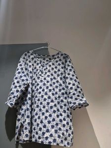 Blue Floral Print Kurta