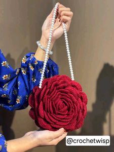 Crocheted Rose Clutch Bag