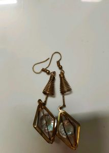 Trendy Gold Plated Crystal Diamond Dangle Earrings