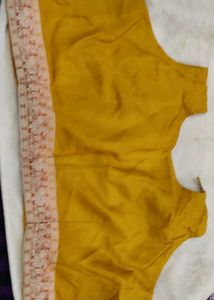 Beautiful Yellow Floral silk Saree with blouse