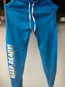 Blue Joggers with "Keep Ready!" Print