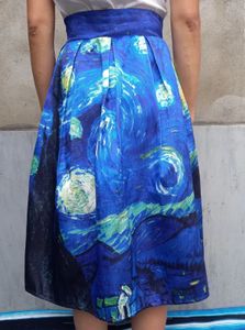 Artistic Van Gogh Starry Night print skirt