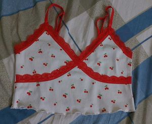 Lace Trim Cherry Cami Top