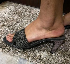 Metro Black Floral Heels