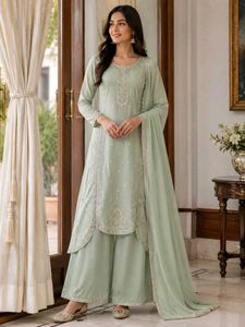 Elegant Mint Green Embroidered Kurta Set