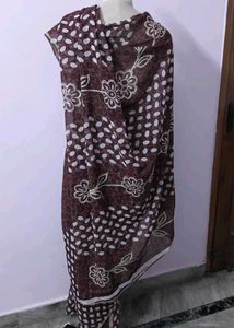Elegant Brown Printed Saree
