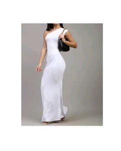 Elegant White One-Shoulder Maxi Dress