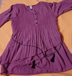 Dusty Rose Puff Sleeve Smocked Top for Women