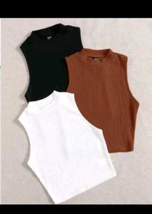 combo of jeans and 3-Pack Ribbed Mock Neck Sleevel