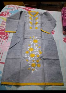 Yellow Cotton , Blue benarasi saree and kurt
