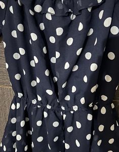 Stylish Navy Blue Polka Dot Dress – Like New