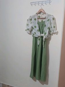 Green Polka Dot Dress & Shrug