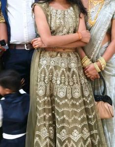 beautiful green lehnga chunri with shrug
