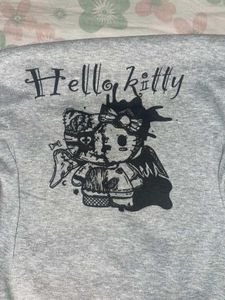 Grey Hello Kitty Long Sleeve Top off shoulder