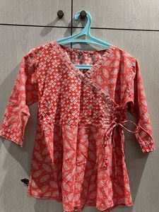 Women's orange Printed Wrap Kurta