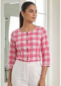 Pink Checkered Kurti