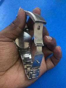 Classic Silver Watch with Blue Dial