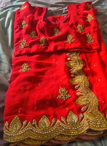 Stunning Red &amp; Gold Embroidered saree
